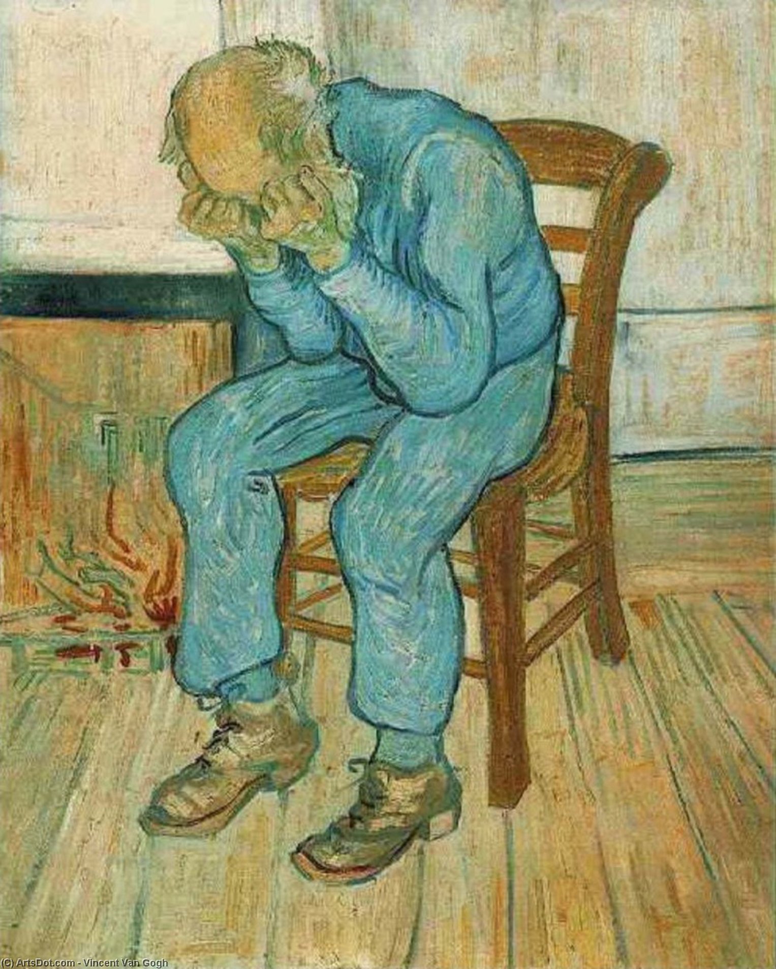 Wikioo.org – La Enciclopedia de las Bellas Artes - Pintura, Obras de arte de Vincent Van Gogh - hombre en dolor en el umbral de la eternidad