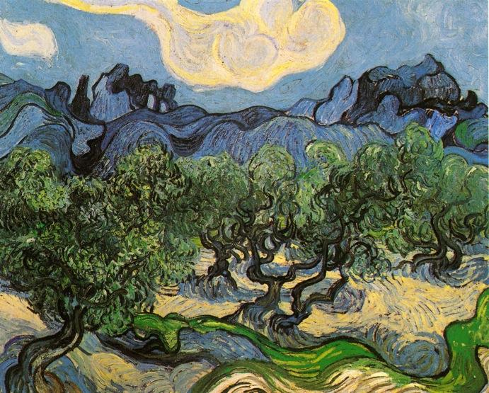 Wikioo.org - The Encyclopedia of Fine Arts - Painting, Artwork by Vincent Van Gogh - Olive Trees with the Alpilles in the Background