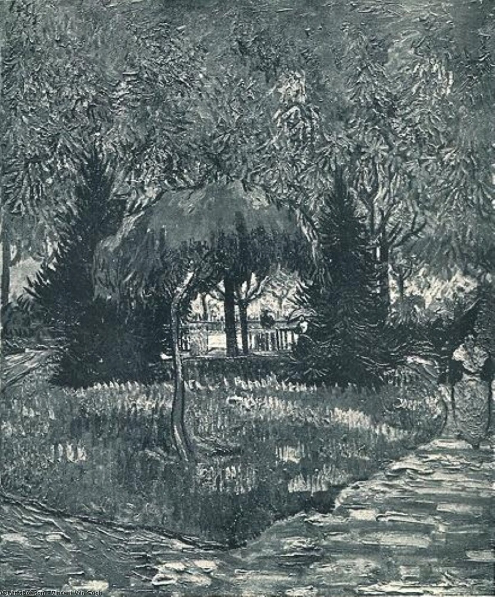 Wikioo.org - The Encyclopedia of Fine Arts - Painting, Artwork by Vincent Van Gogh - Park at Arles with the Entrance Seen through the Trees, The