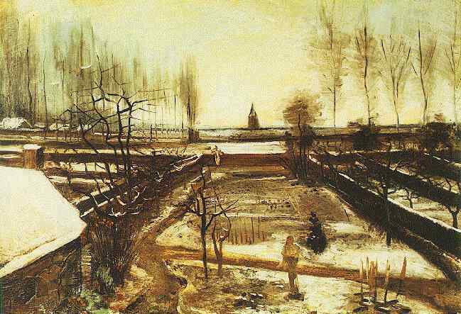 Wikioo.org - The Encyclopedia of Fine Arts - Painting, Artwork by Vincent Van Gogh - Parsonage Garden at Nuenen in the Snow, The