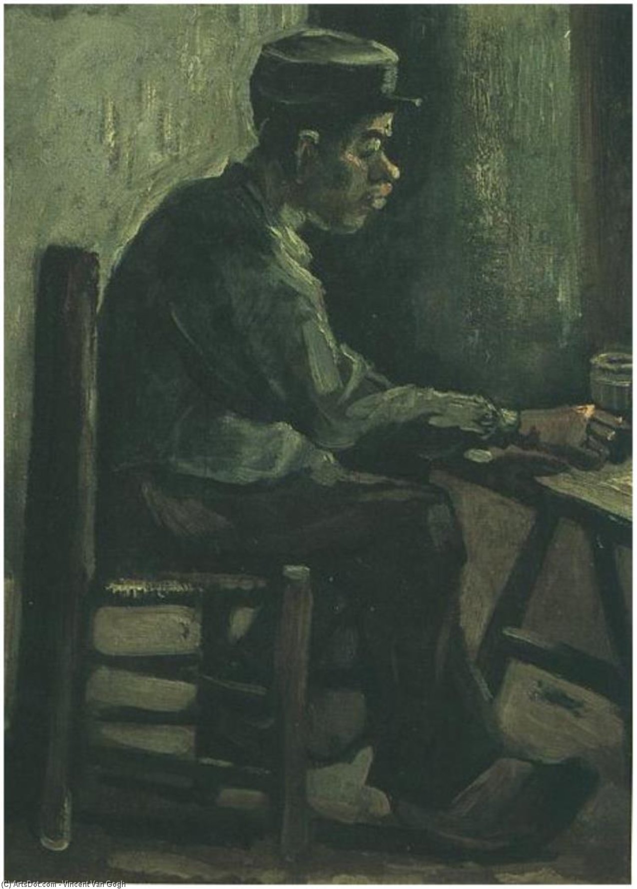 Wikioo.org - สารานุกรมวิจิตรศิลป์ - จิตรกรรม Vincent Van Gogh - Peasant Sitting at a Table