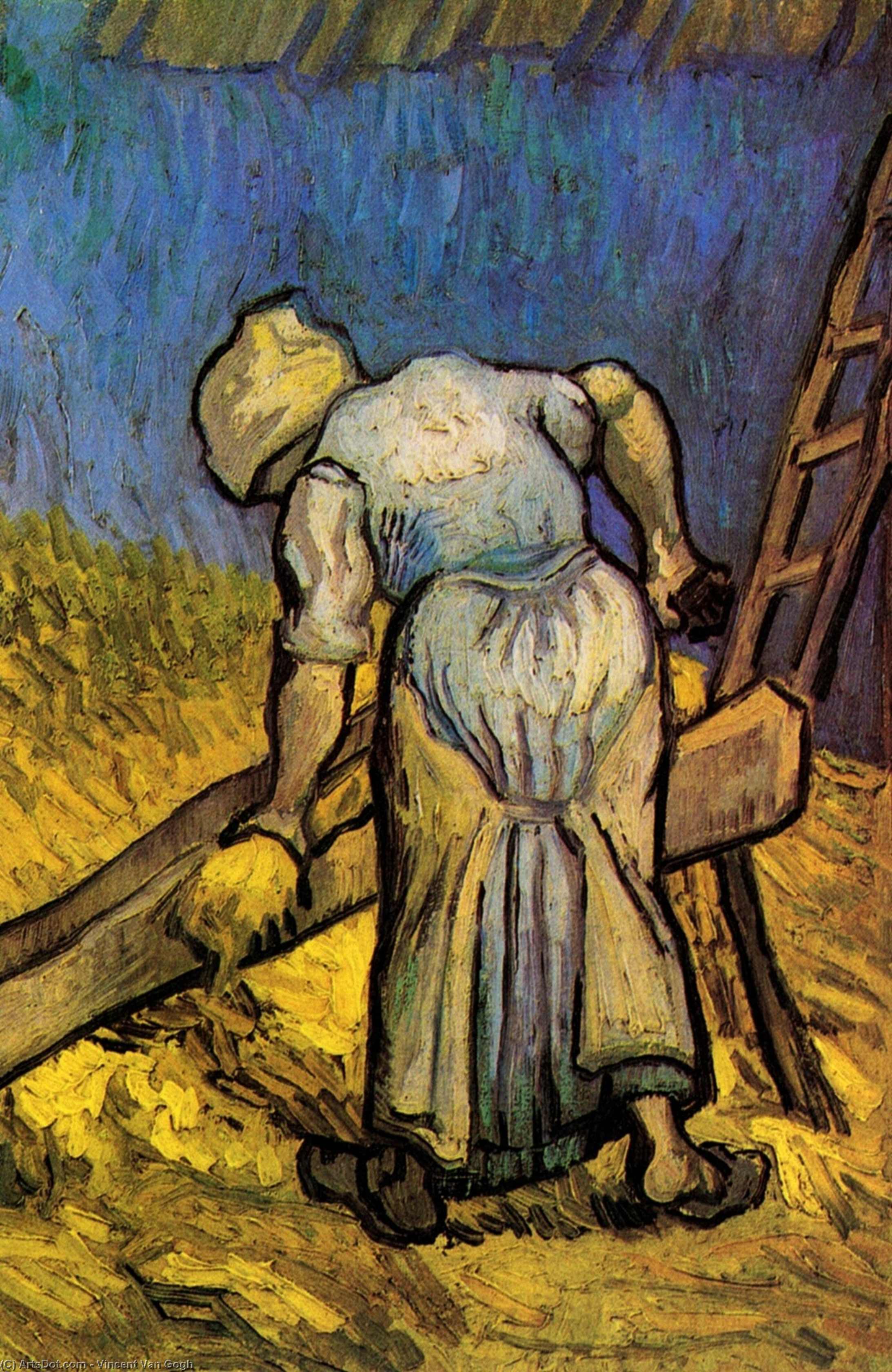WikiOO.org - Enciklopedija dailės - Tapyba, meno kuriniai Vincent Van Gogh - Peasant Woman Cutting Straw after Millet