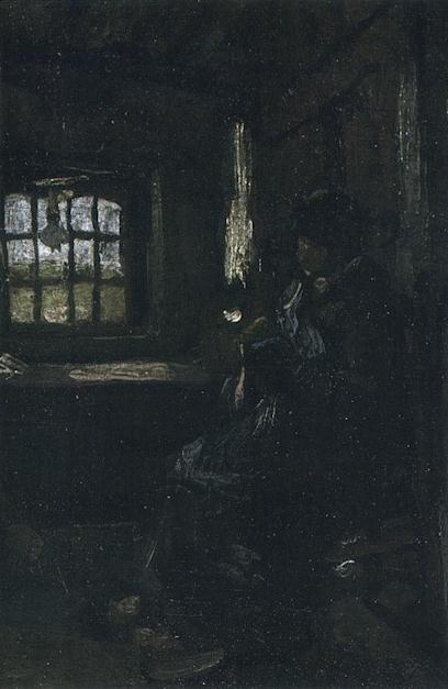 WikiOO.org - Encyclopedia of Fine Arts - Maalaus, taideteos Vincent Van Gogh - Peasant Woman Darning Stockings