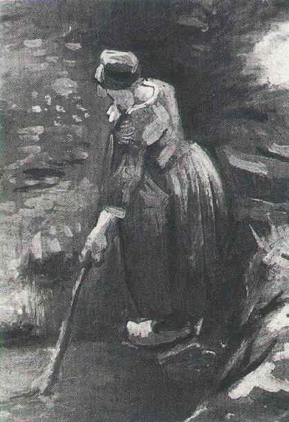 WikiOO.org - Encyclopedia of Fine Arts - Schilderen, Artwork Vincent Van Gogh - Peasant Woman Raking