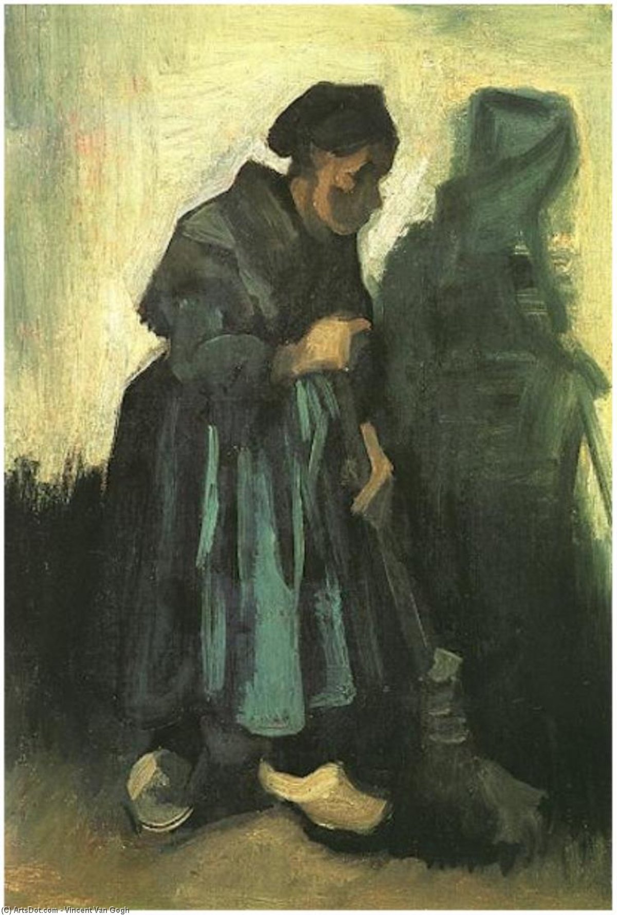 Wikioo.org - The Encyclopedia of Fine Arts - Painting, Artwork by Vincent Van Gogh - Peasant Woman Sweeping the Floor
