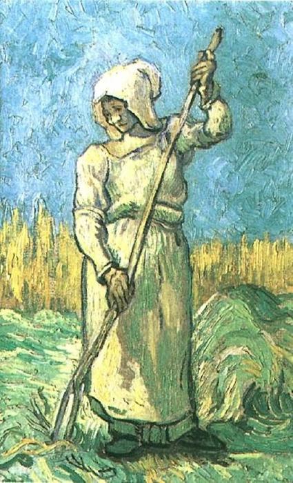 Wikioo.org - The Encyclopedia of Fine Arts - Painting, Artwork by Vincent Van Gogh - Peasant Woman with a Rake after Millet