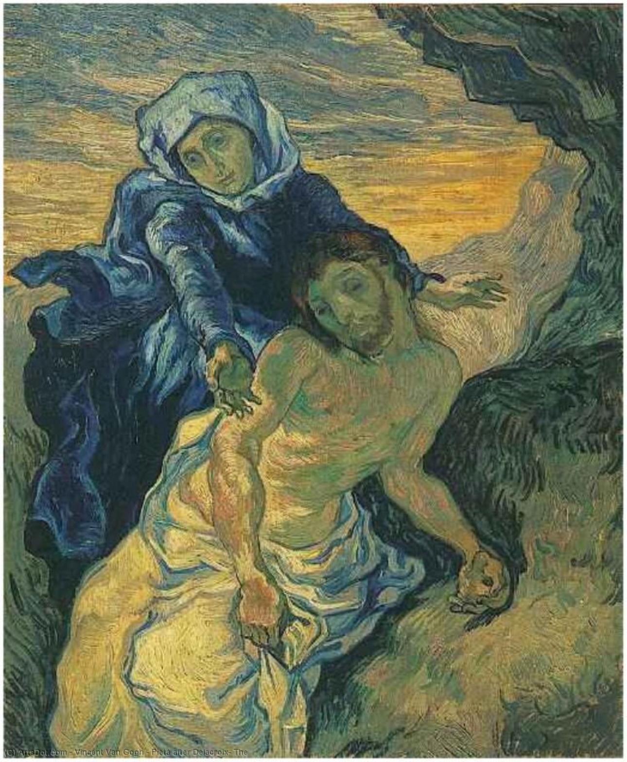 Wikioo.org – La Enciclopedia de las Bellas Artes - Pintura, Obras de arte de Vincent Van Gogh - Piedad después de Delacroix el