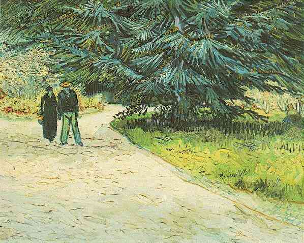 Wikioo.org - The Encyclopedia of Fine Arts - Painting, Artwork by Vincent Van Gogh - Public Garden with Couple and Blue Fir Tree The Poet's Garden III