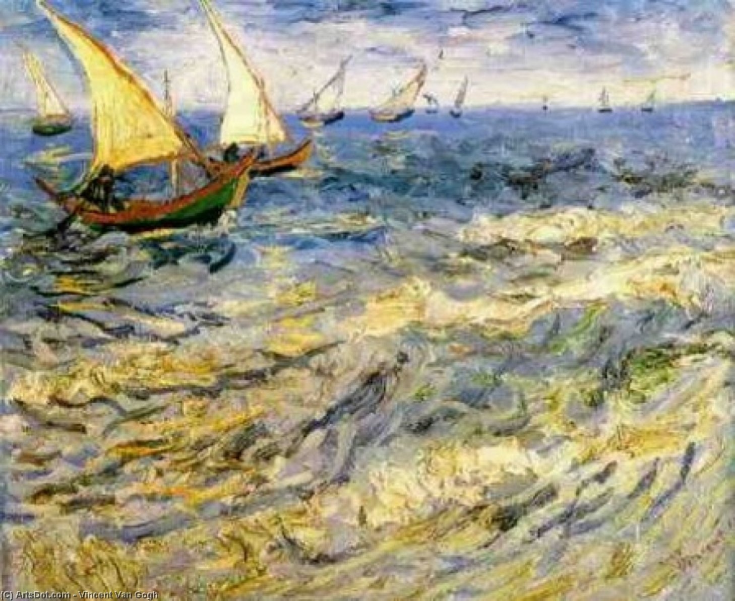 Wikoo.org - موسوعة الفنون الجميلة - اللوحة، العمل الفني Vincent Van Gogh - Seascape at Saintes-Maries 2