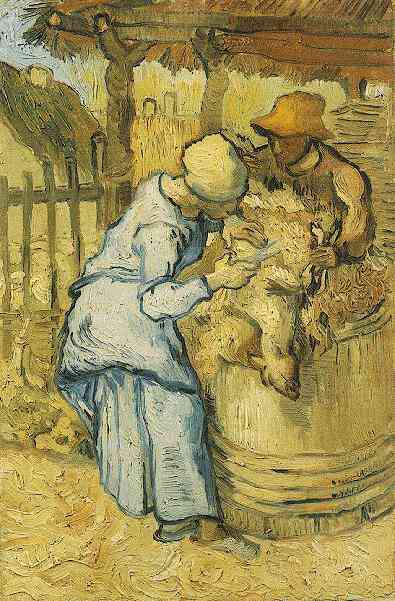 Wikioo.org - The Encyclopedia of Fine Arts - Painting, Artwork by Vincent Van Gogh - Sheep-Shearers, The after Millet