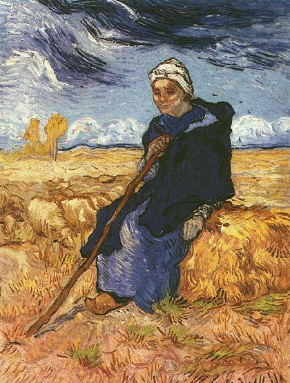 Wikoo.org - موسوعة الفنون الجميلة - اللوحة، العمل الفني Vincent Van Gogh - Shepherdess, The after Millet