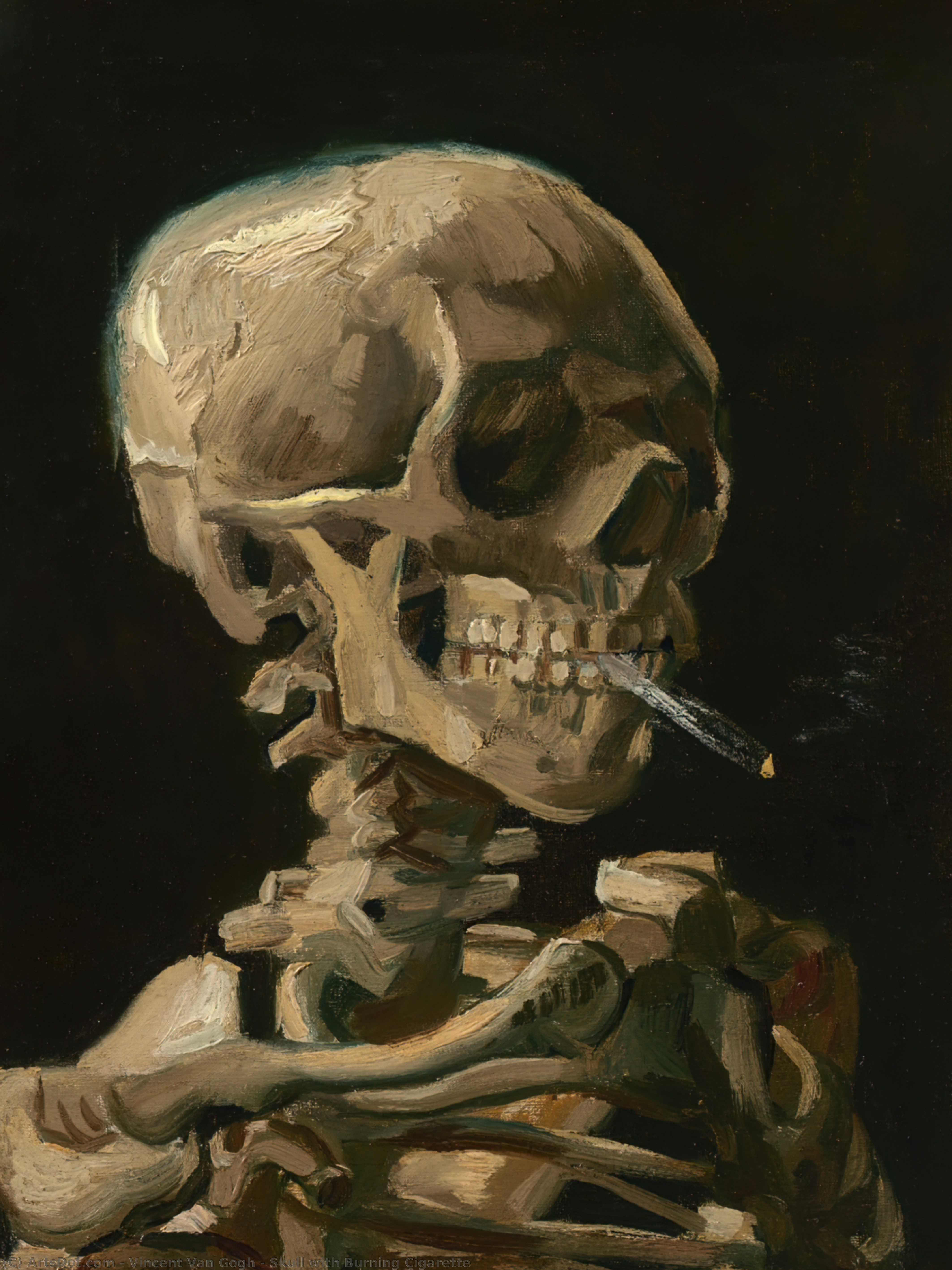 Wikioo.org - The Encyclopedia of Fine Arts - Painting, Artwork by Vincent Van Gogh - Skull with Burning Cigarette