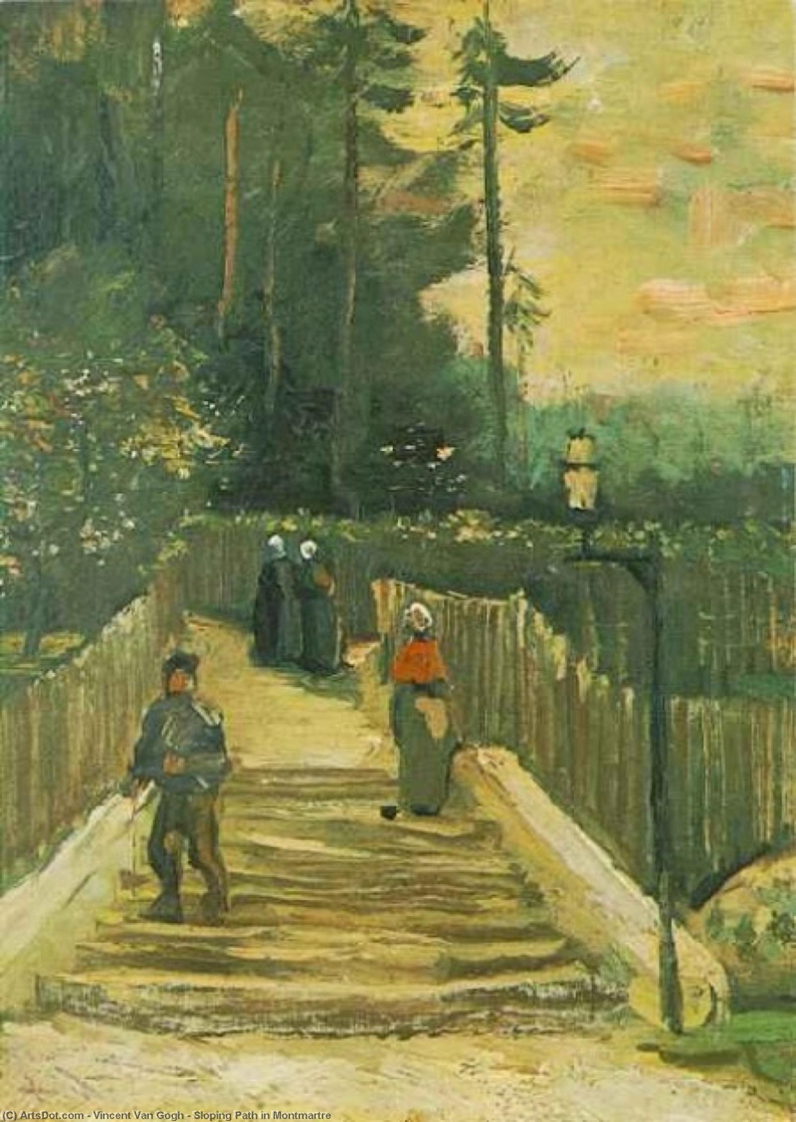 WikiOO.org - Encyclopedia of Fine Arts - Festés, Grafika Vincent Van Gogh - Sloping Path in Montmartre