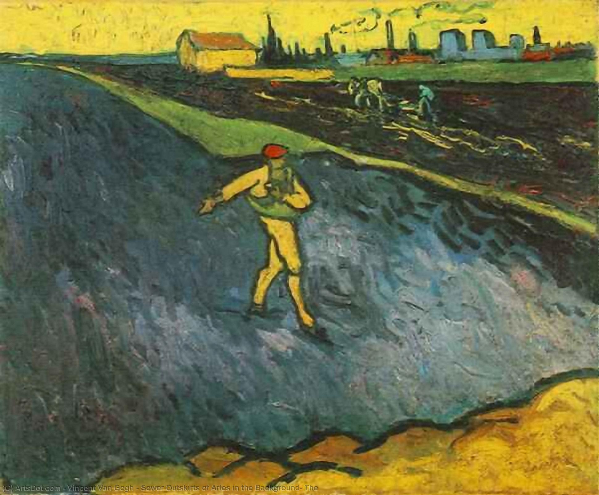 Wikioo.org - The Encyclopedia of Fine Arts - Painting, Artwork by Vincent Van Gogh - Sower Outskirts of Arles in the Background, The