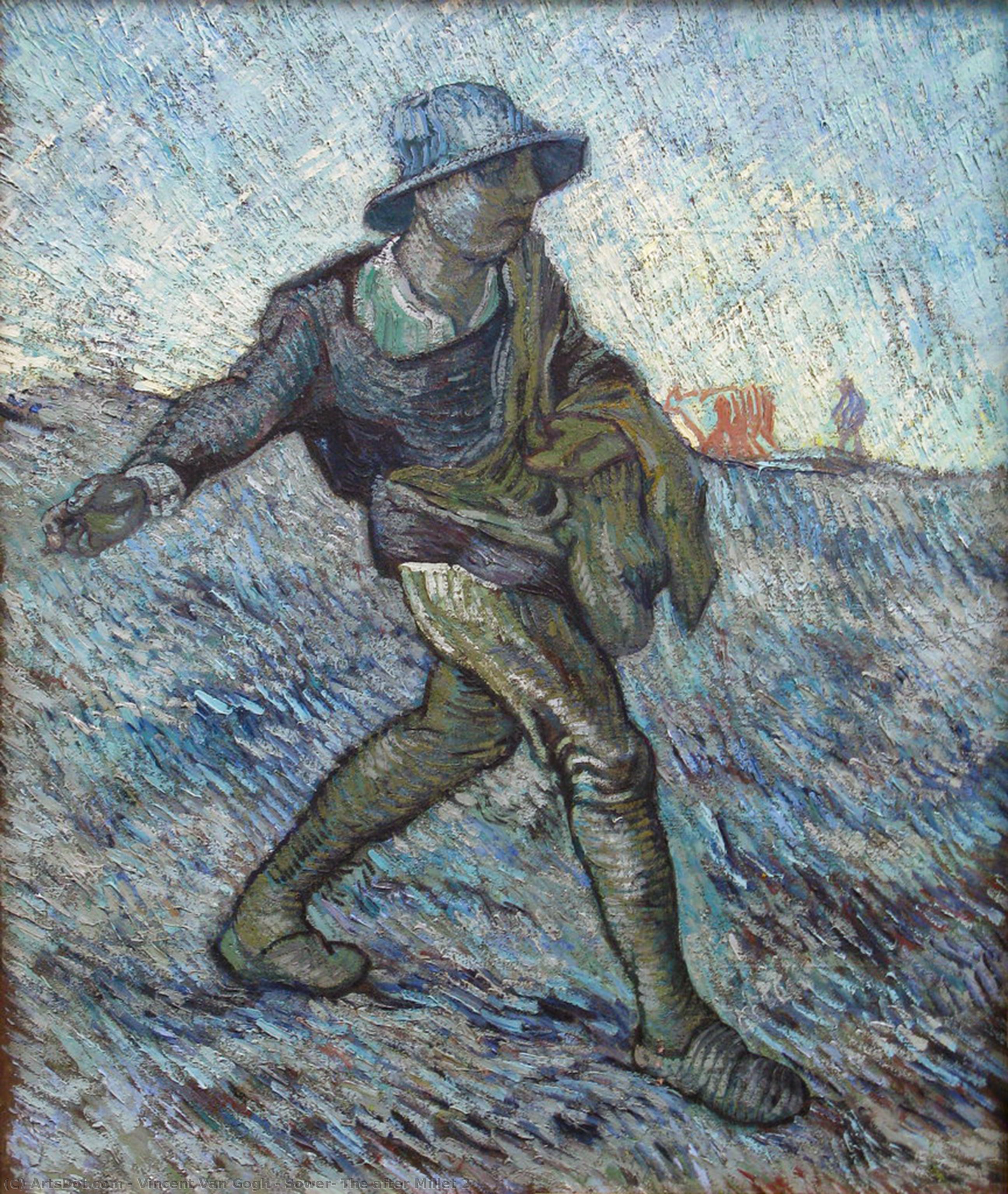 Wikioo.org – La Enciclopedia de las Bellas Artes - Pintura, Obras de arte de Vincent Van Gogh - Sembrador el  detrásde  Mijo  2