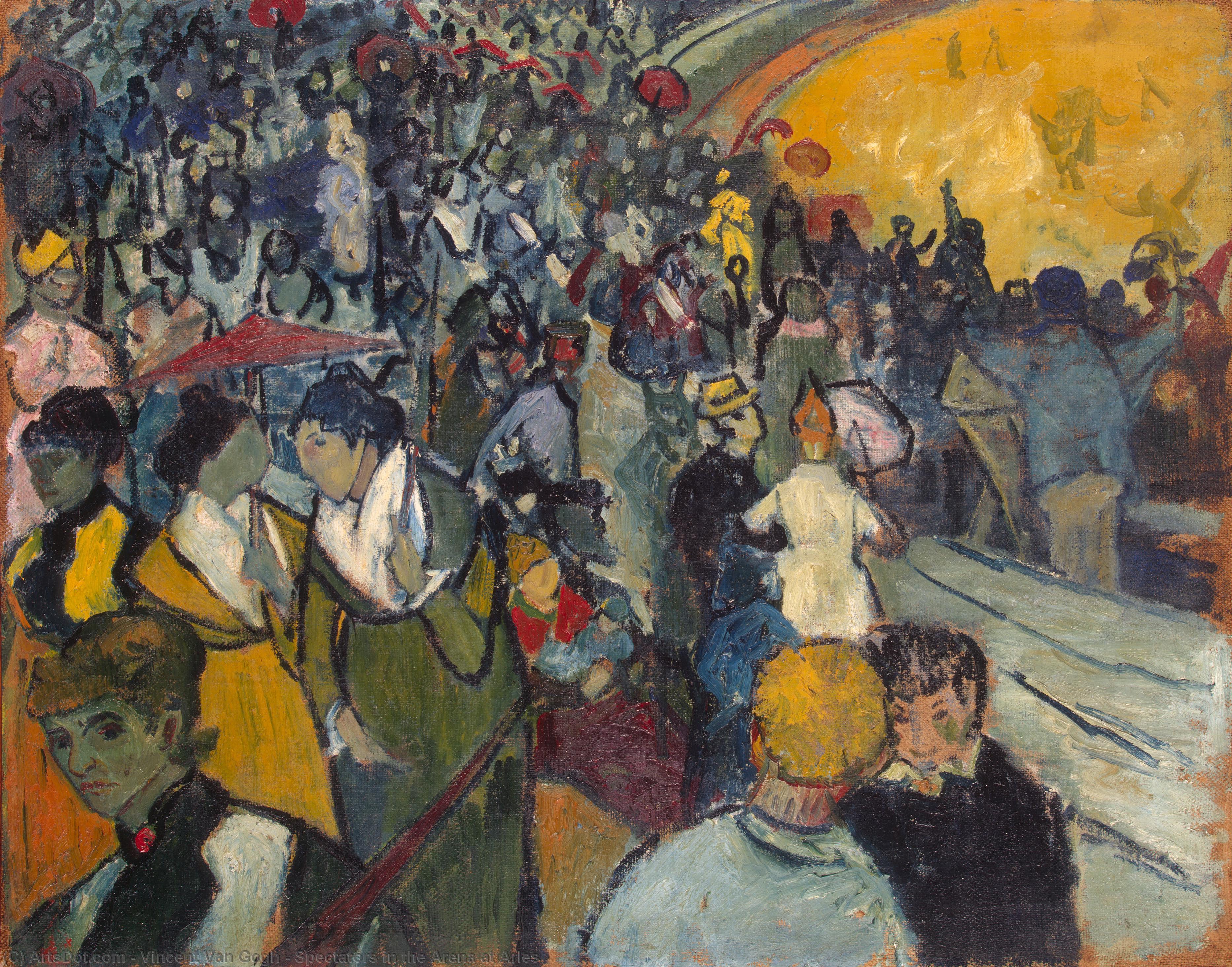 Wikoo.org - موسوعة الفنون الجميلة - اللوحة، العمل الفني Vincent Van Gogh - Spectators in the Arena at Arles