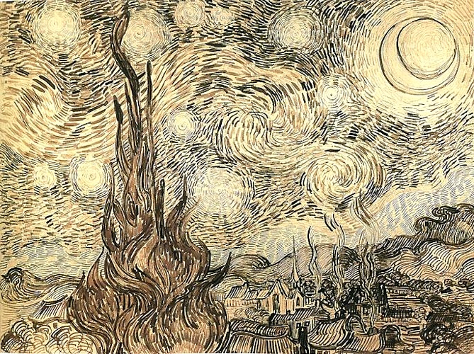 WikiOO.org - Encyclopedia of Fine Arts - Lukisan, Artwork Vincent Van Gogh - Starry Night drawing