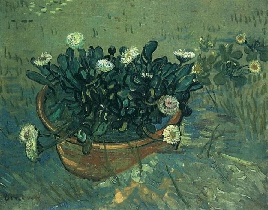 WikiOO.org – 美術百科全書 - 繪畫，作品 Vincent Van Gogh - 静物 碗  与  雏菊