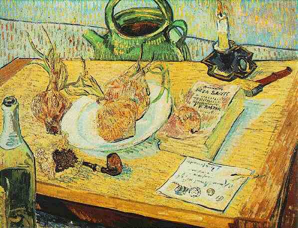 Wikioo.org – La Enciclopedia de las Bellas Artes - Pintura, Obras de arte de Vincent Van Gogh - todavía tablero de dibujo de la vida , Tubo , Cebollas asícomo Sealing-Wax