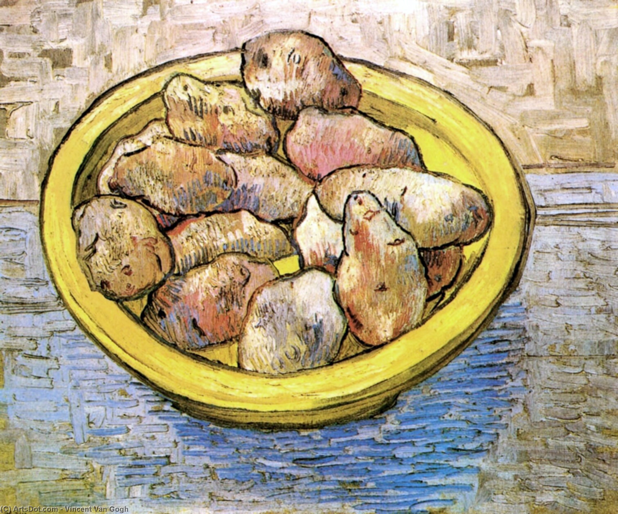 Wikioo.org - The Encyclopedia of Fine Arts - Painting, Artwork by Vincent Van Gogh - Still Life Potatoes in a Yellow Dish
