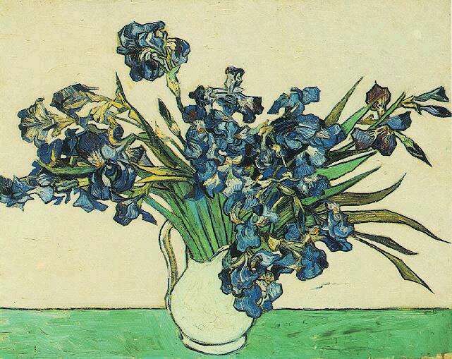 Wikioo.org – La Enciclopedia de las Bellas Artes - Pintura, Obras de arte de Vincent Van Gogh - naturaleza muerta jarrón con iris