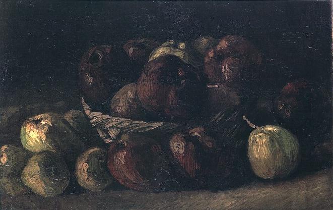 Wikioo.org – La Enciclopedia de las Bellas Artes - Pintura, Obras de arte de Vincent Van Gogh - bodegón con una cesta de manzanas
