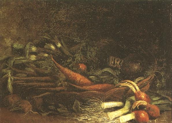 Wikioo.org – La Enciclopedia de las Bellas Artes - Pintura, Obras de arte de Vincent Van Gogh - bodegón con una cesta de verduras