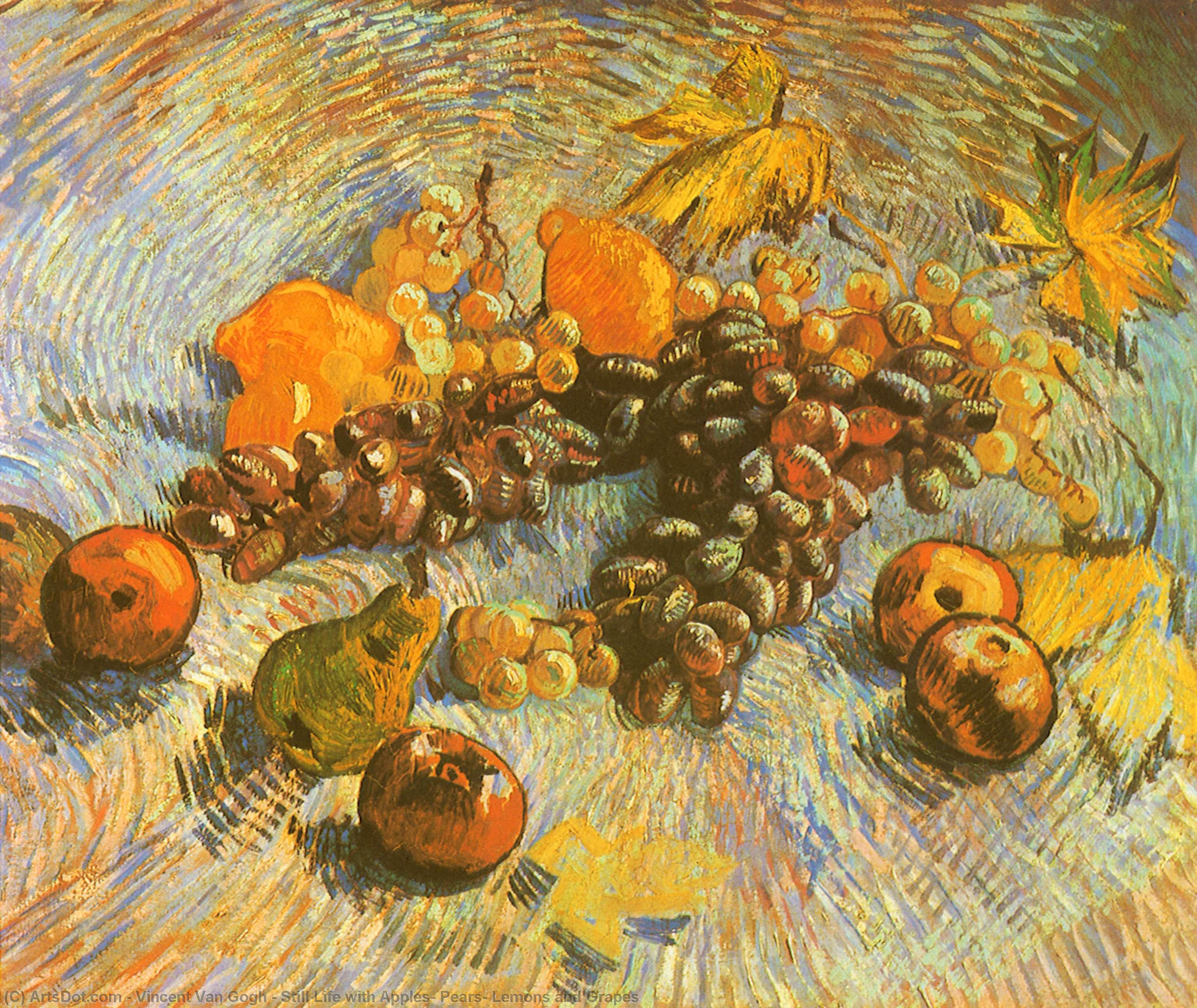Wikioo.org - The Encyclopedia of Fine Arts - Painting, Artwork by Vincent Van Gogh - Still Life with Apples, Pears, Lemons and Grapes