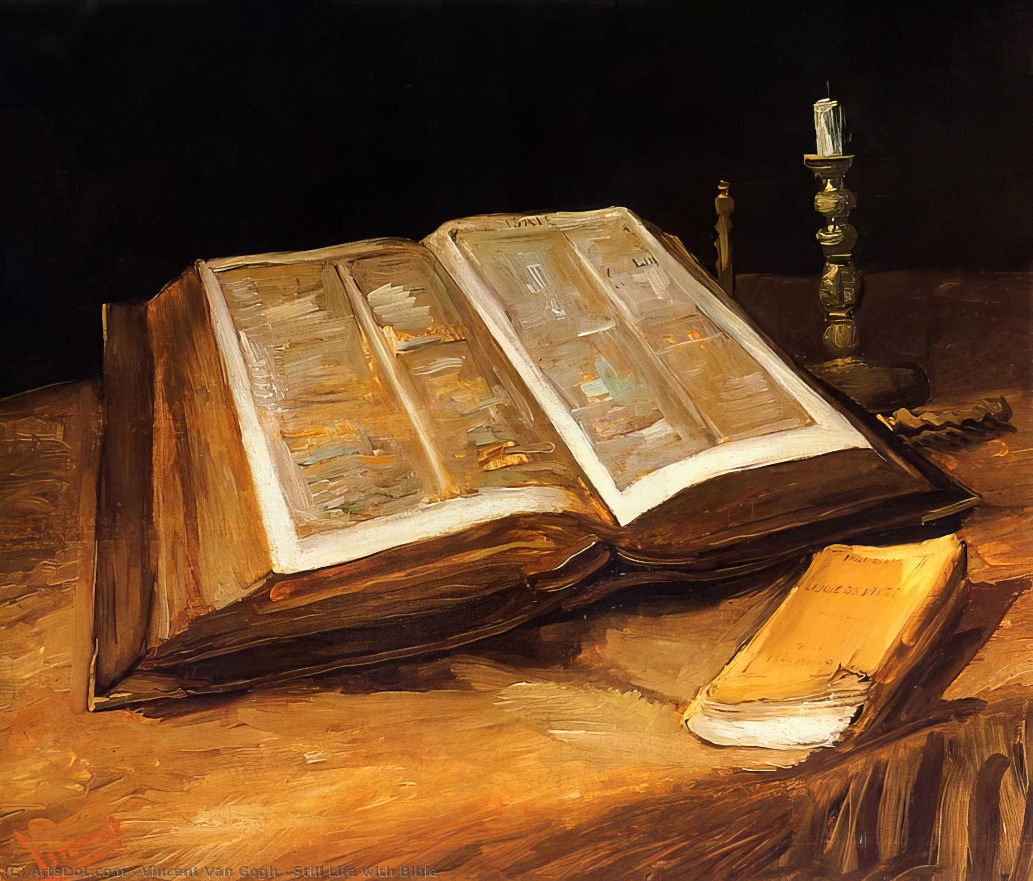 Wikoo.org - موسوعة الفنون الجميلة - اللوحة، العمل الفني Vincent Van Gogh - Still Life with Bible