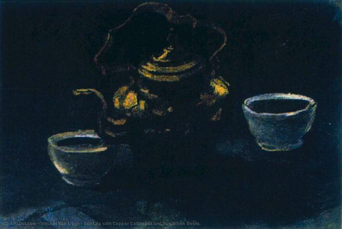 Wikioo.org - The Encyclopedia of Fine Arts - Painting, Artwork by Vincent Van Gogh - Still Life with Copper Coffeepot and Two White Bowls