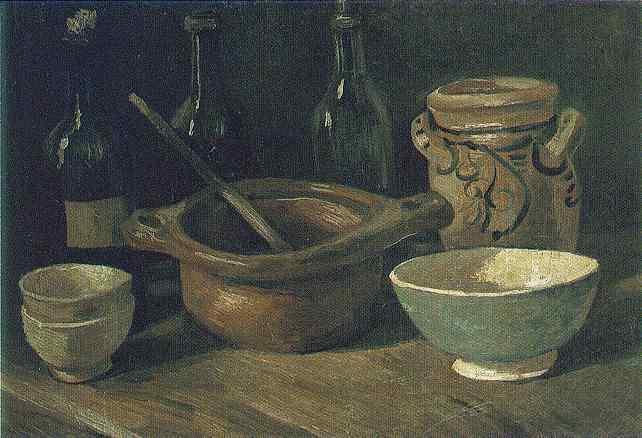 Wikioo.org - The Encyclopedia of Fine Arts - Painting, Artwork by Vincent Van Gogh - Still Life with Earthenware and Bottles