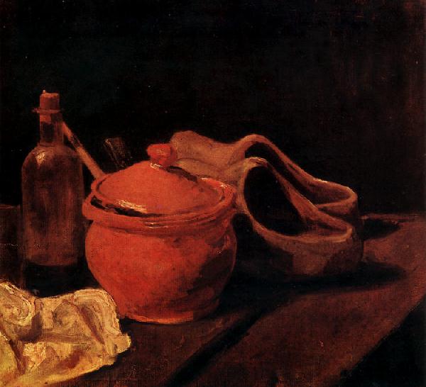 WikiOO.org - Enciclopédia das Belas Artes - Pintura, Arte por Vincent Van Gogh - Still Life with Earthenware, Bottle and Clogs