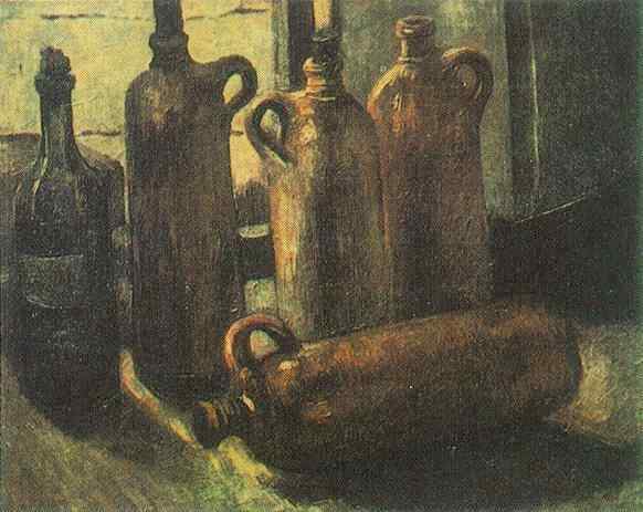 WikiOO.org - Encyclopedia of Fine Arts - Maľba, Artwork Vincent Van Gogh - Still Life with Five Bottles
