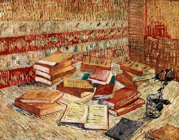 Wikioo.org - The Encyclopedia of Fine Arts - Painting, Artwork by Vincent Van Gogh - Still Life with French Novels and a Rose