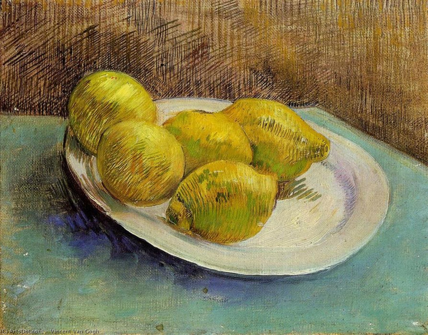 Wikioo.org - The Encyclopedia of Fine Arts - Painting, Artwork by Vincent Van Gogh - Still Life with Lemons on a Plate