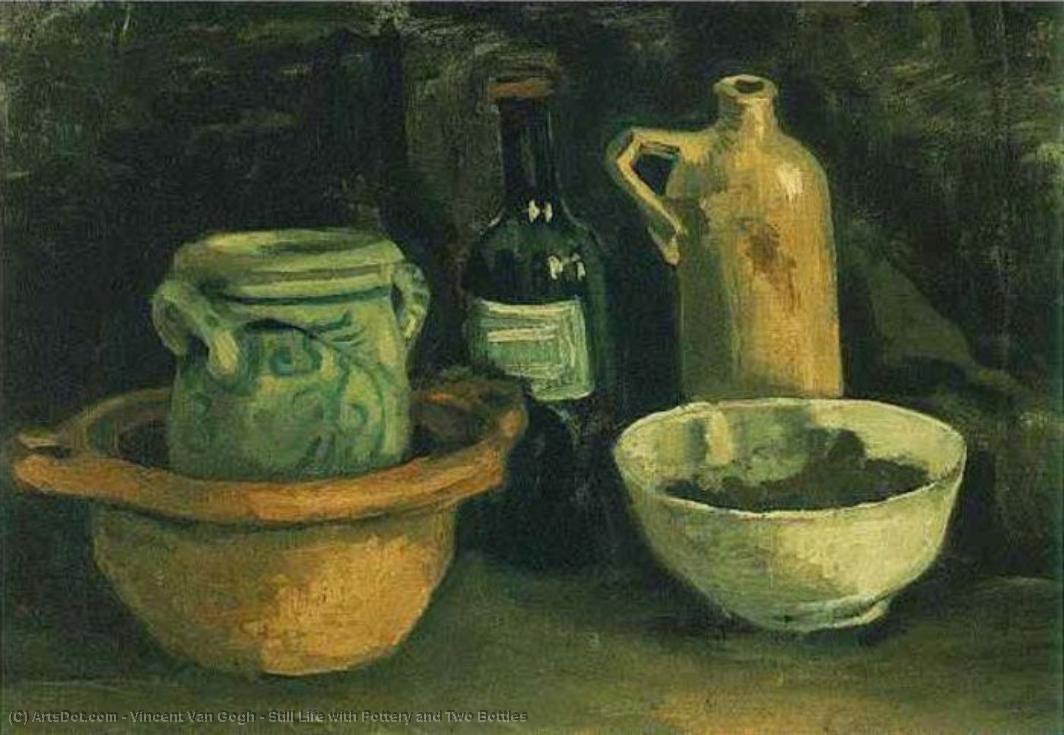 Wikioo.org - The Encyclopedia of Fine Arts - Painting, Artwork by Vincent Van Gogh - Still Life with Pottery and Two Bottles