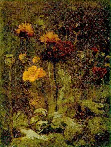 WikiOO.org - Encyclopedia of Fine Arts - Målning, konstverk Vincent Van Gogh - Still Life with Scabiosa and Ranunculus