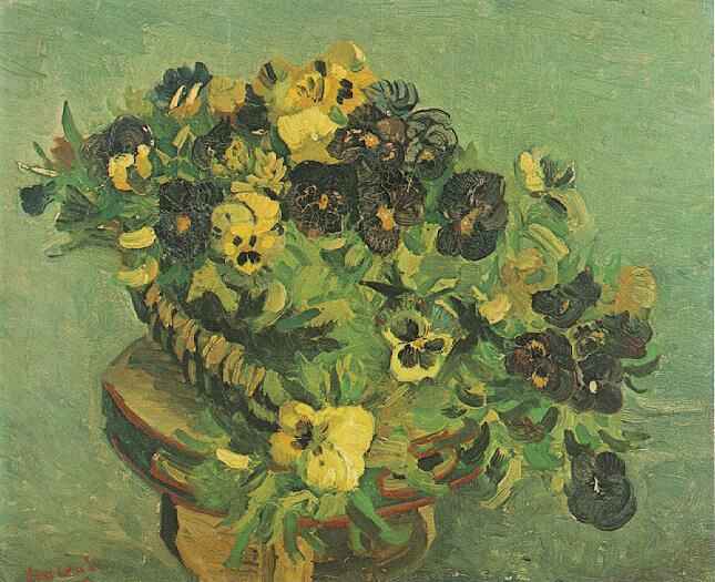 WikiOO.org - Encyclopedia of Fine Arts - Festés, Grafika Vincent Van Gogh - Tambourine with Pansies