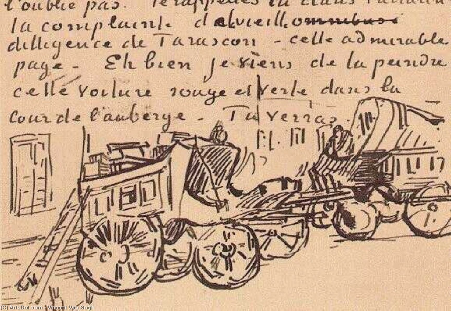 Wikioo.org - สารานุกรมวิจิตรศิลป์ - จิตรกรรม Vincent Van Gogh - Tarascon Stagecoach, The