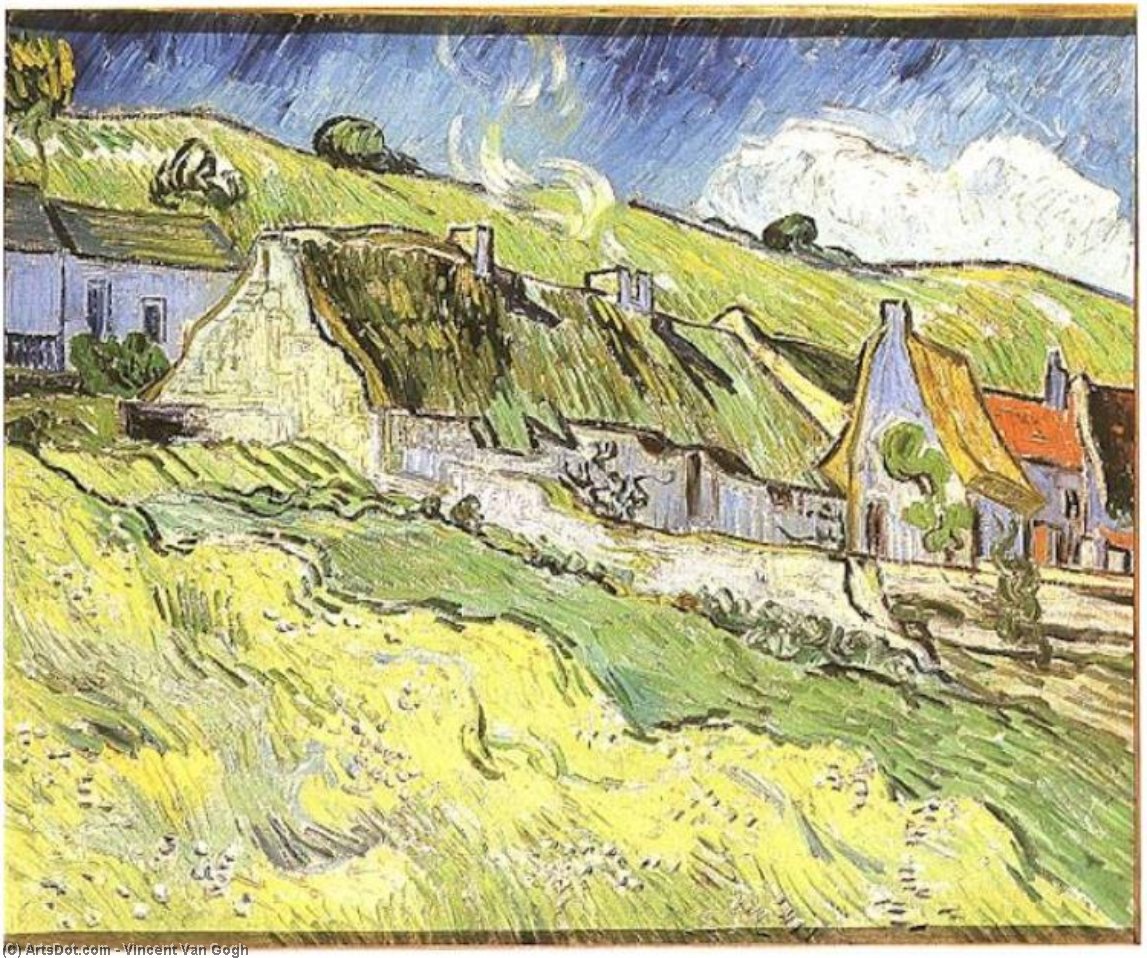 Wikioo.org - The Encyclopedia of Fine Arts - Painting, Artwork by Vincent Van Gogh - Thatched Cottages