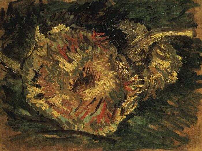 WikiOO.org - Encyclopedia of Fine Arts - Malba, Artwork Vincent Van Gogh - Two Cut Sunflowers