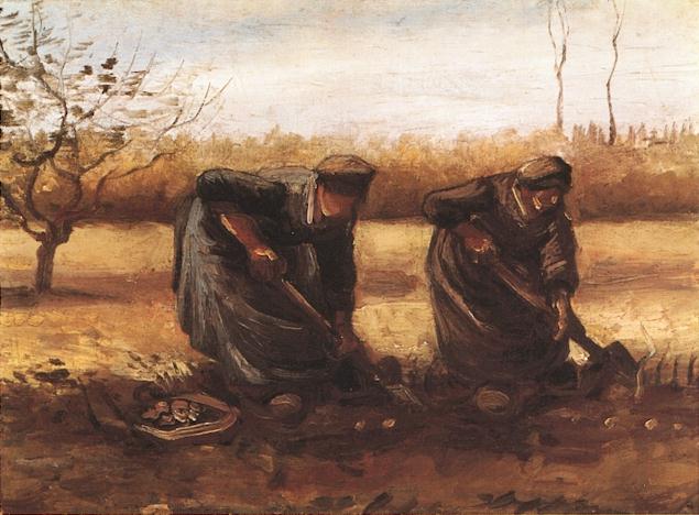 Wikioo.org - The Encyclopedia of Fine Arts - Painting, Artwork by Vincent Van Gogh - Two peasant women digging potatoes