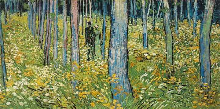 WikiOO.org - Encyclopedia of Fine Arts - Schilderen, Artwork Vincent Van Gogh - Undergrowth with Two Figures