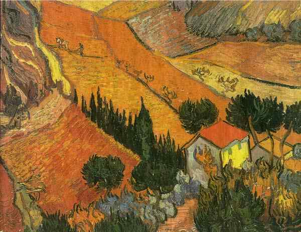 Wikioo.org - The Encyclopedia of Fine Arts - Painting, Artwork by Vincent Van Gogh - Valley with Ploughman Seen from Above