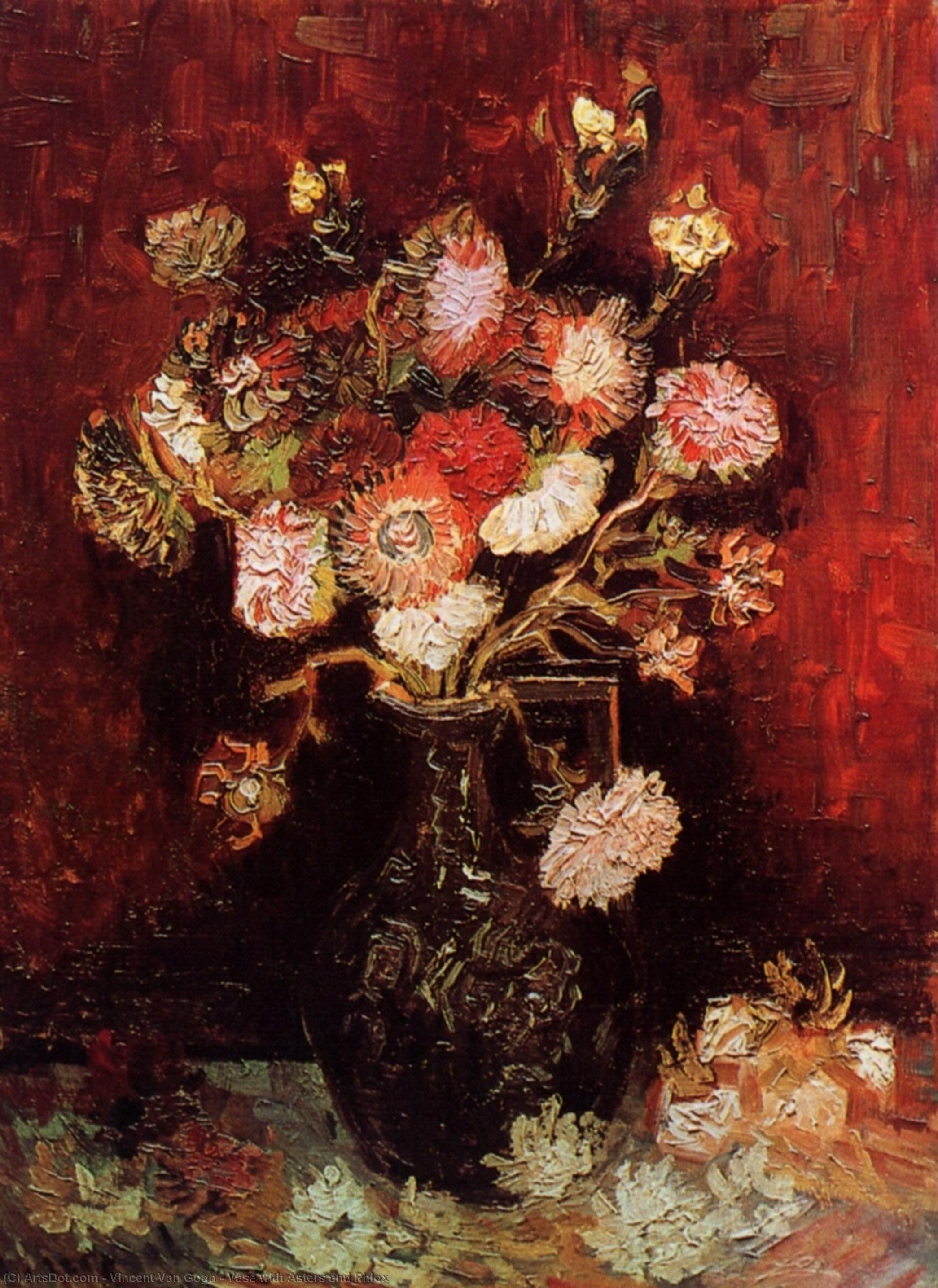 WikiOO.org - Encyclopedia of Fine Arts - Maalaus, taideteos Vincent Van Gogh - Vase with Asters and Phlox