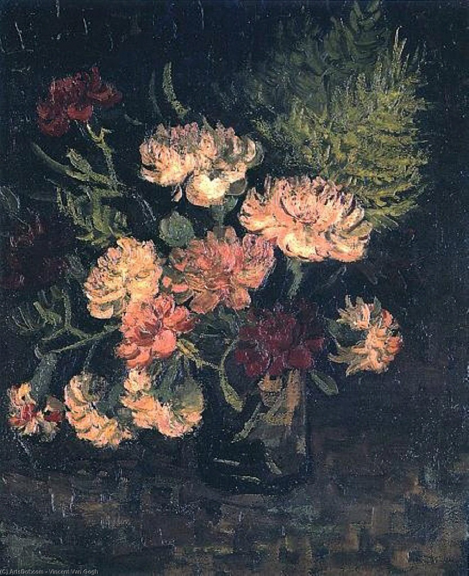 Wikioo.org - The Encyclopedia of Fine Arts - Painting, Artwork by Vincent Van Gogh - Vase with Carnations