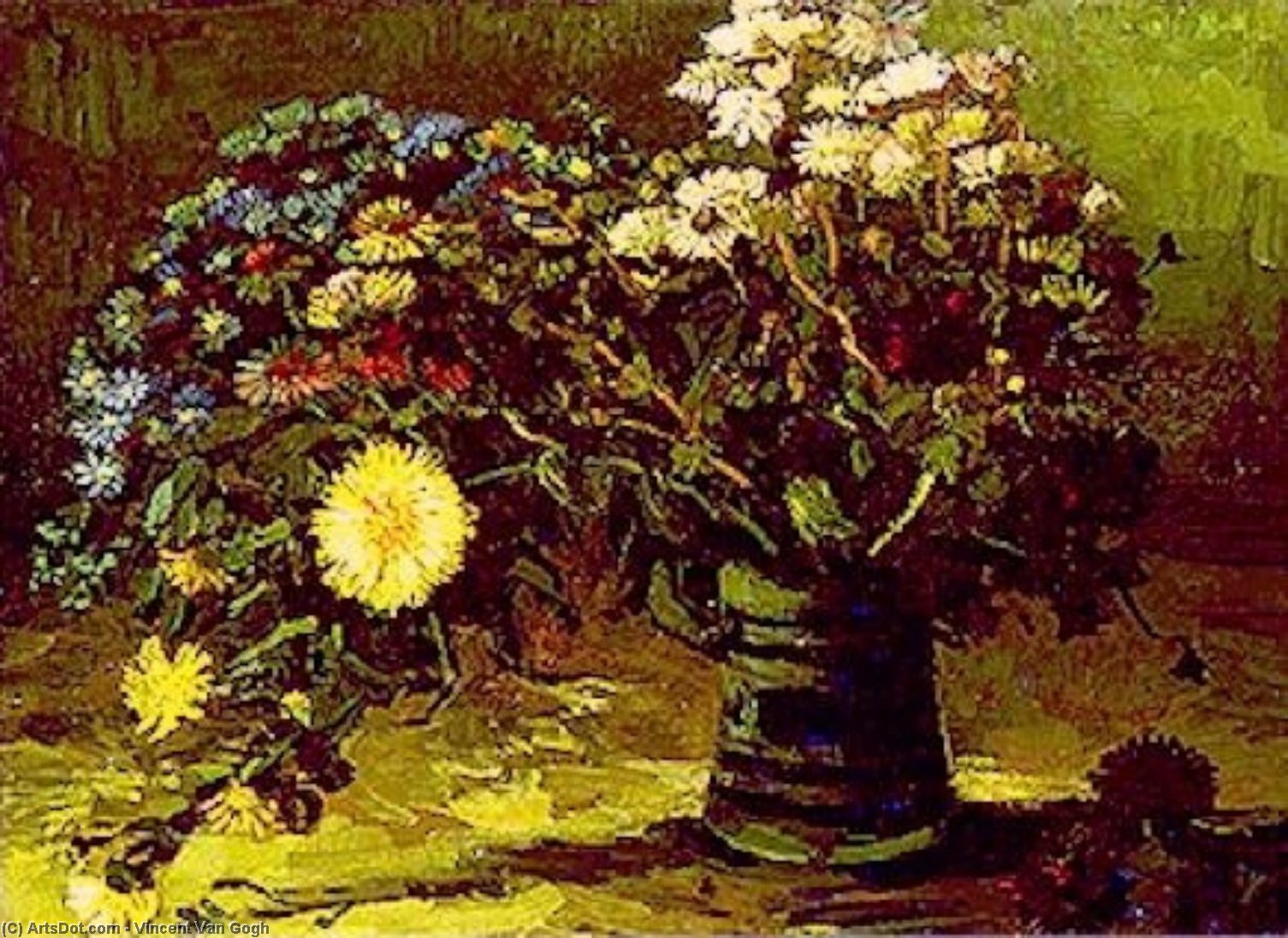 Wikioo.org - Die Enzyklopädie bildender Kunst - Malerei, Kunstwerk von Vincent Van Gogh - vase mit gänseblümchen