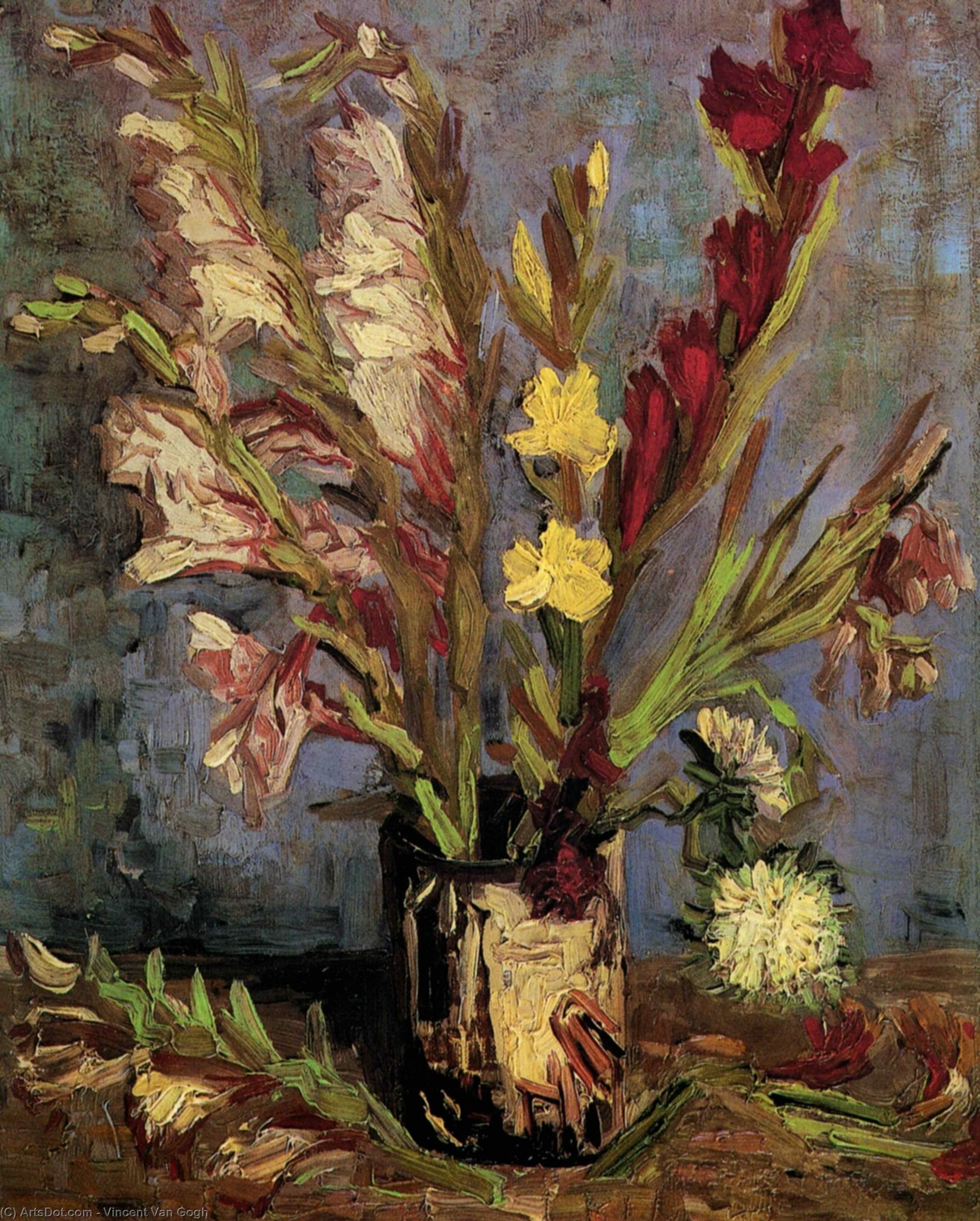 WikiOO.org – 美術百科全書 - 繪畫，作品 Vincent Van Gogh - 花瓶唐菖蒲