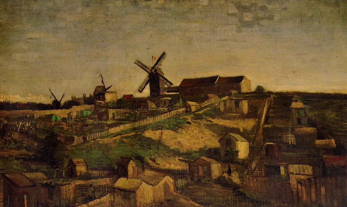 WikiOO.org - Enciclopédia das Belas Artes - Pintura, Arte por Vincent Van Gogh - View of Montmartre with Windmills