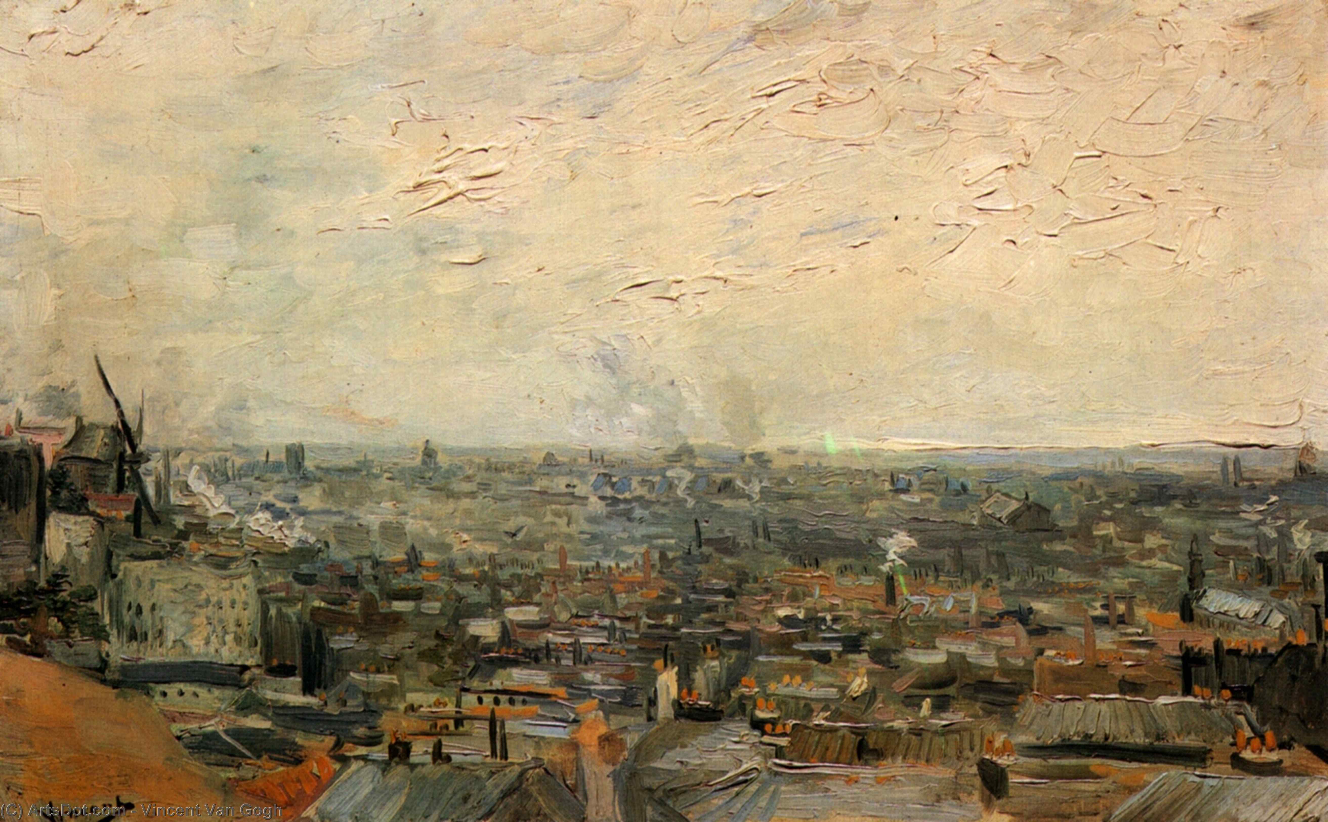 Wikioo.org – L'Encyclopédie des Beaux Arts - Peinture, Oeuvre de Vincent Van Gogh - vue de paris issus  butte Montmartre